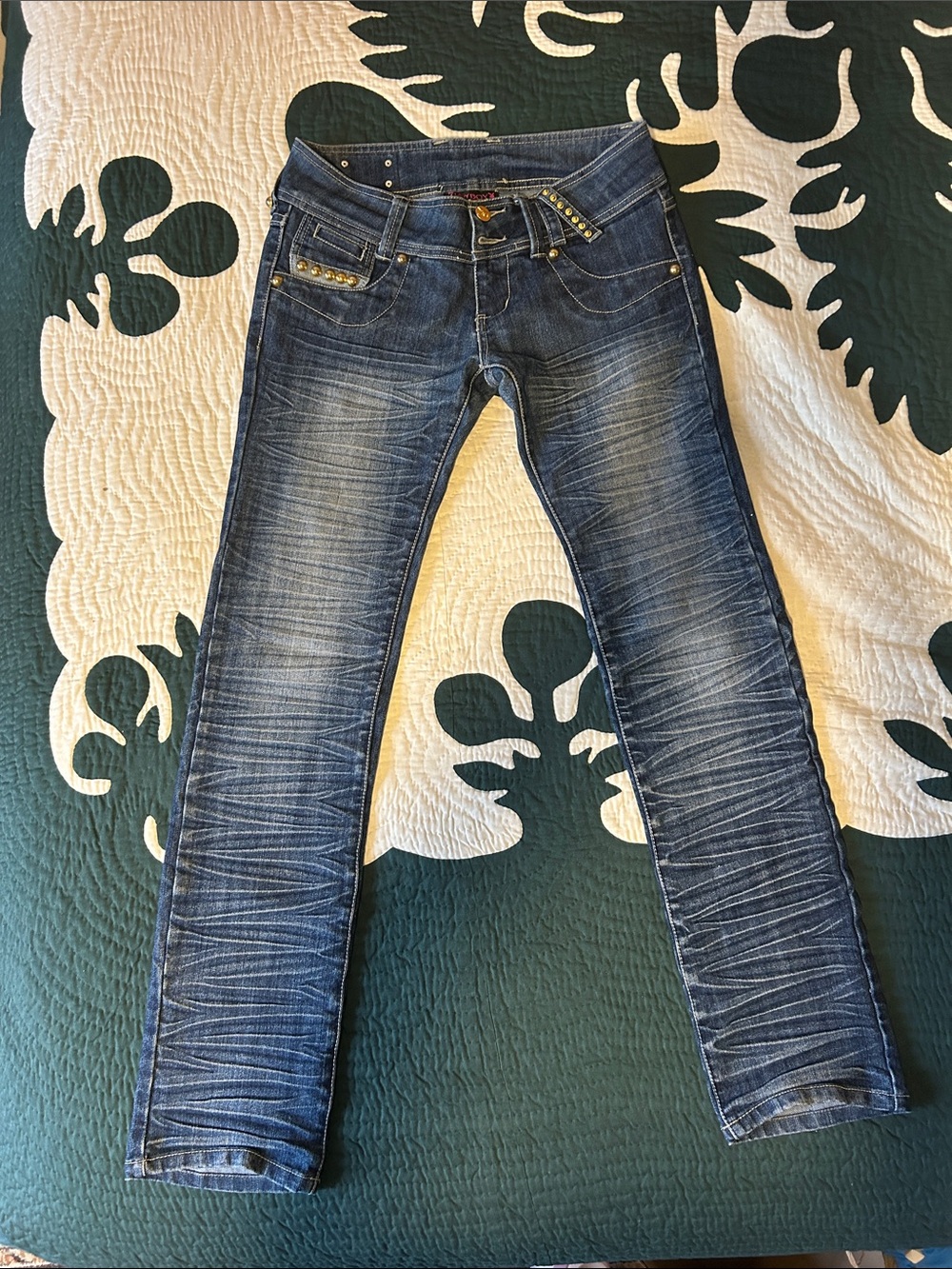 PLAYBOY Y2K Skinny Jeans - Dark Blue Denim